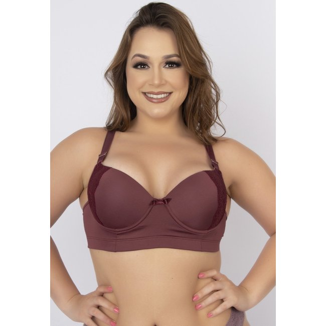 Soutien Bella Fiore Modas Reforçado com Renda e Bojo Vinho
