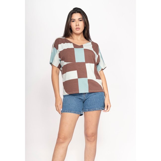 Blusa CabanaFree Básica Morcego Malha Gola V Manga Curta Santa Rosa do Tocantins