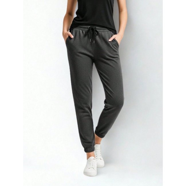 Calça de Moletom Feminina Jogger Básica Chumbo Forrado Felpudo Flanelado com Bolso
