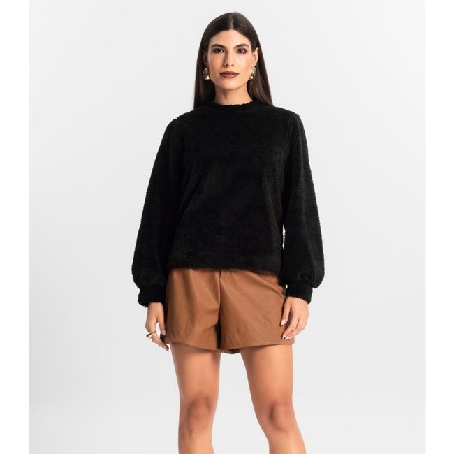 Blusão de Pelo Carneiro Feminino Endless Preto