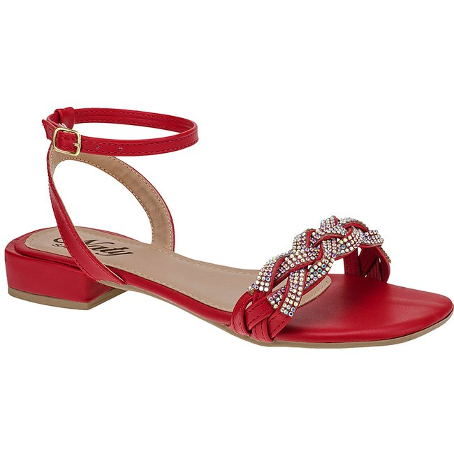 Sandália Saltinho 2,5 cm Baixo Bloco Strass Rasteirinha Numeração Especial 41,42,43 Ferrari