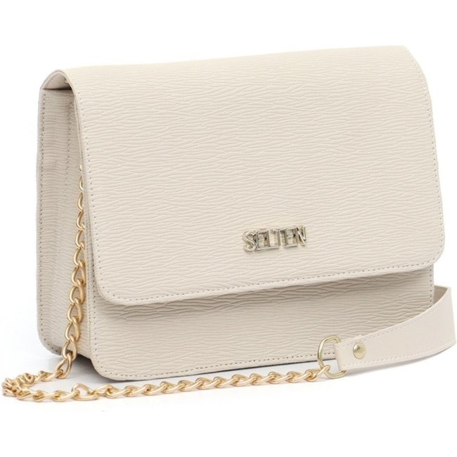 Bolsa Selten Lateral Com Alça De Corrente Creme