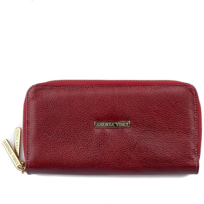 Carteira feminina de couro liso Tinna 10x19cm - Vermelho