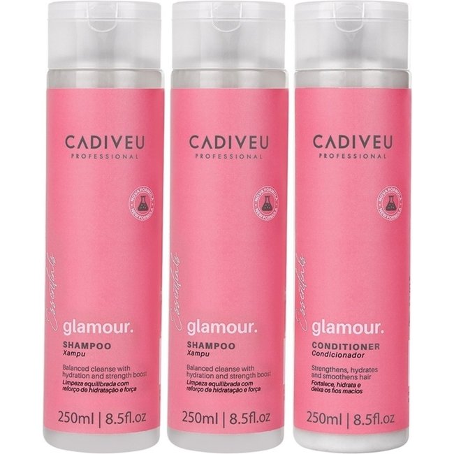 Kit Cadiveu Profissional Essentials Glamour Shampoo Extra e Condicionador (3 produtos)