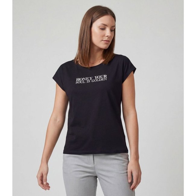 Blusa Feminina Manga Curta Estampada Infinita Cor Preto