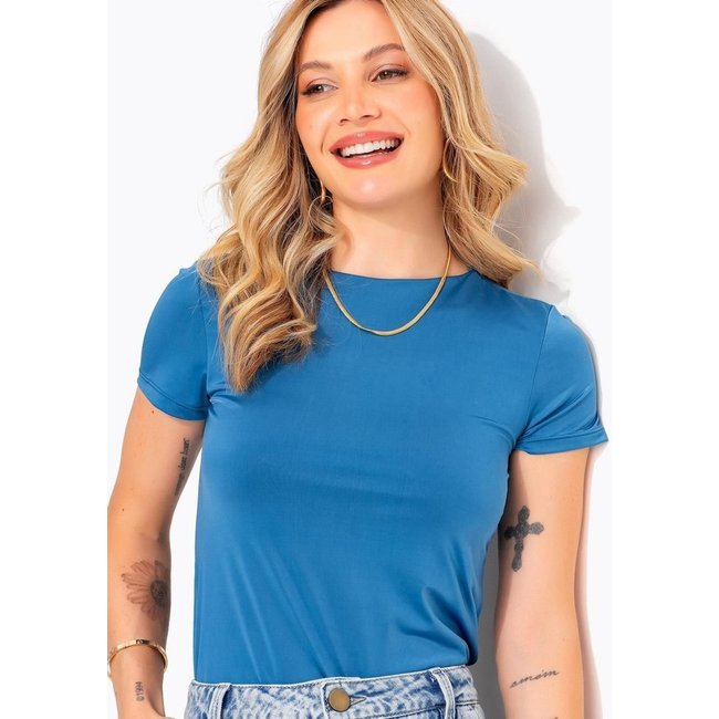 Blusa Em Malha Fria Azul Quintess