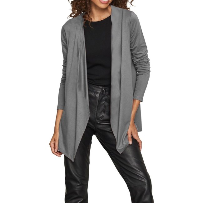 Cardigan Básico Feminino Estilo Kimono Cinza