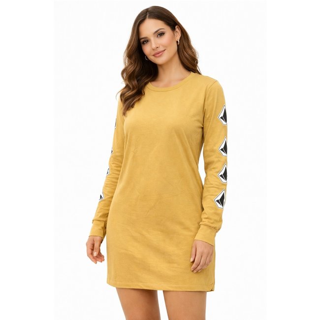 Vestido Volcom Deadly Stone Manga Longa –Mostarda