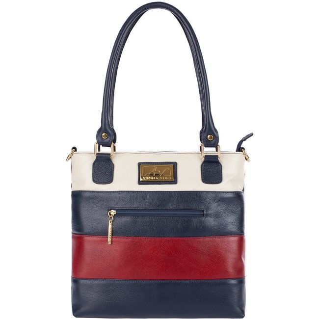 Bolsa de ombro em couro Alice - Azul/Vermelho