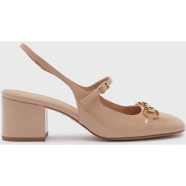 Scarpin Arezzo Salto Bloco Fivela True Sand