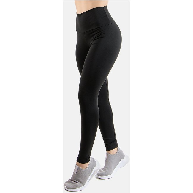 Calça Legging Suplex 4 Estações Cós Alto Liso Fitness Feminino Academia Preto