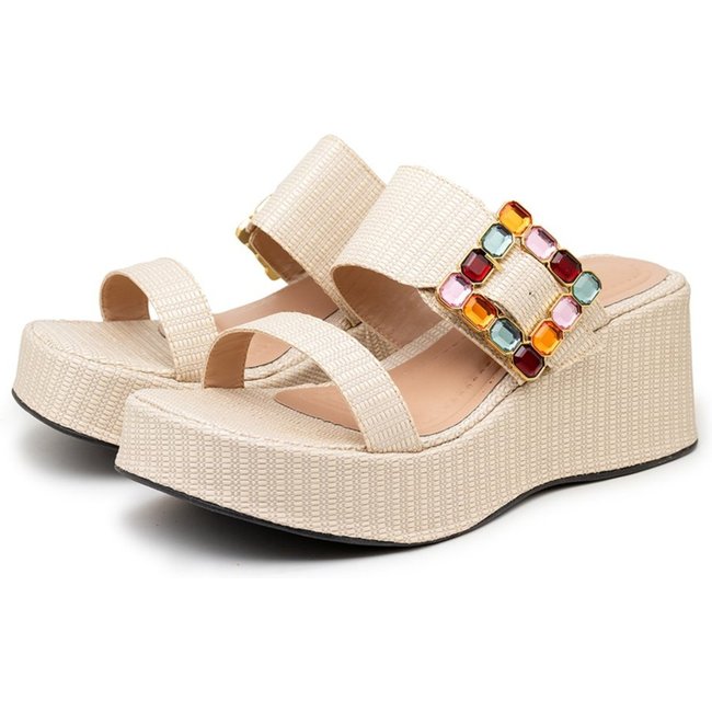 Tamanco Feminino Plataforma Salto Médio 5200 Rafia natural