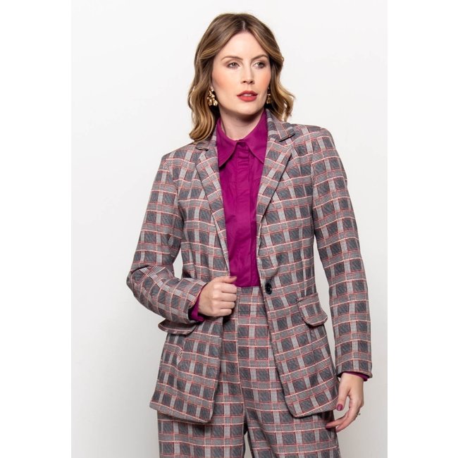 Blazer Bisô Xadrez Rosa - Rosa