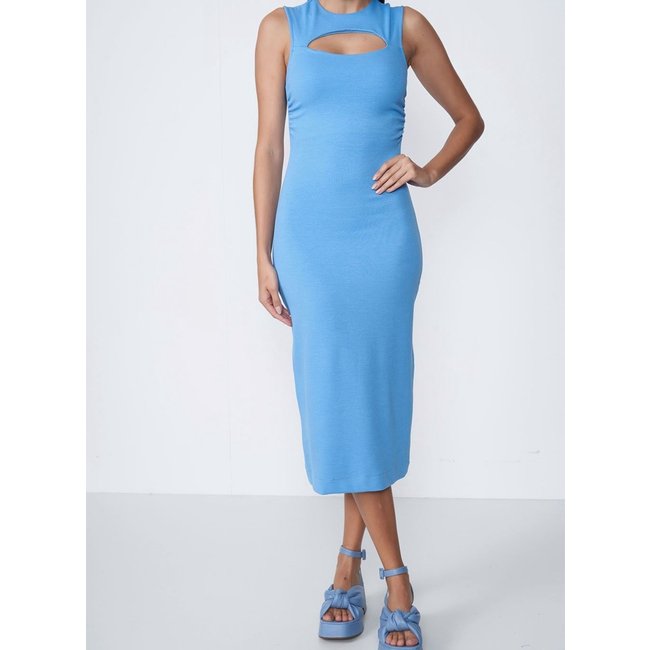 Vestido Midi Azul Serenity com Recorte Colcci Azul