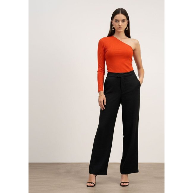 Blusa Iódice Ajustada Um Ombro Só Manga Longa Padrão Laranja