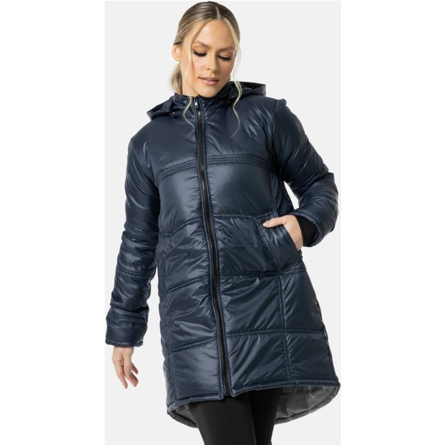 Jaqueta Sobretudo Blusa Acolchoado Bolso Impermeável Azul