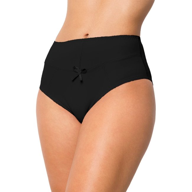 Calcinha Lisa Gabi Lingerie Calça Básica Conforto Microfibra Cintura Alta Cós Alto Preto