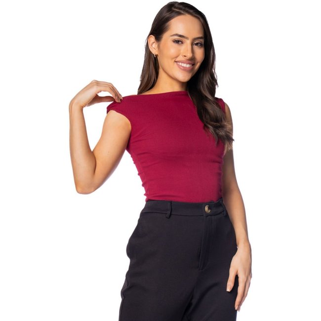 Blusa Feminina LZT Ribana Ombro Único Vinho