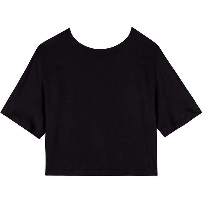 Blusa Lez a Lez De Mangas Médias Lisa Em Crepe De Viscose