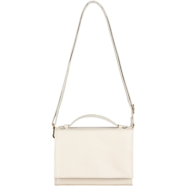 Bolsa pequena transversal de couro liso Deise - Marfim