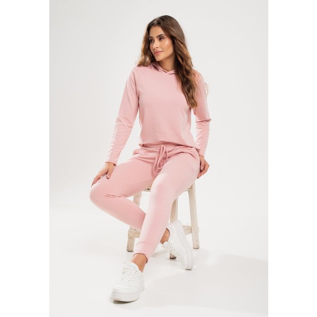 Conjunto Salvatore Comfy Com Casaco Capuz e Jogger Moletinho Rosa