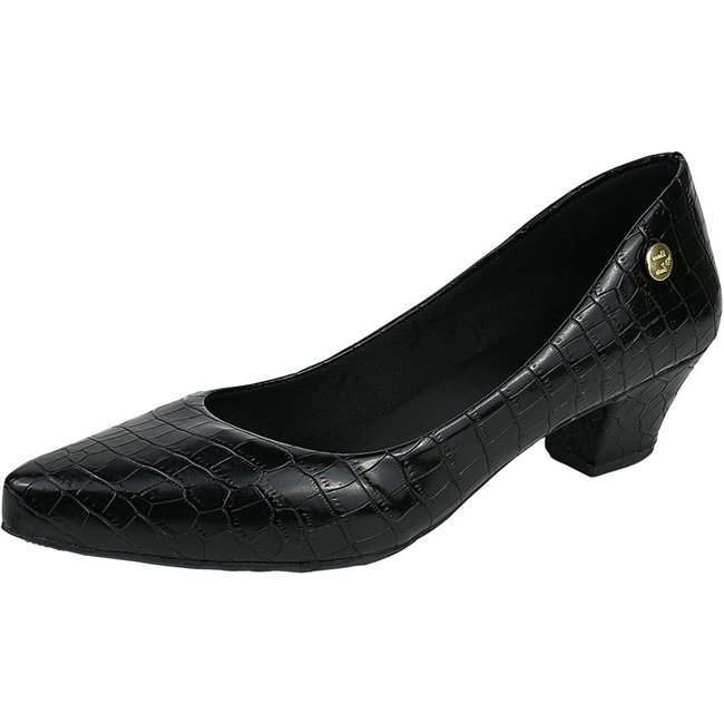 Scarpin Feminino Tradicional Bico Fino Salto Baixo Preto