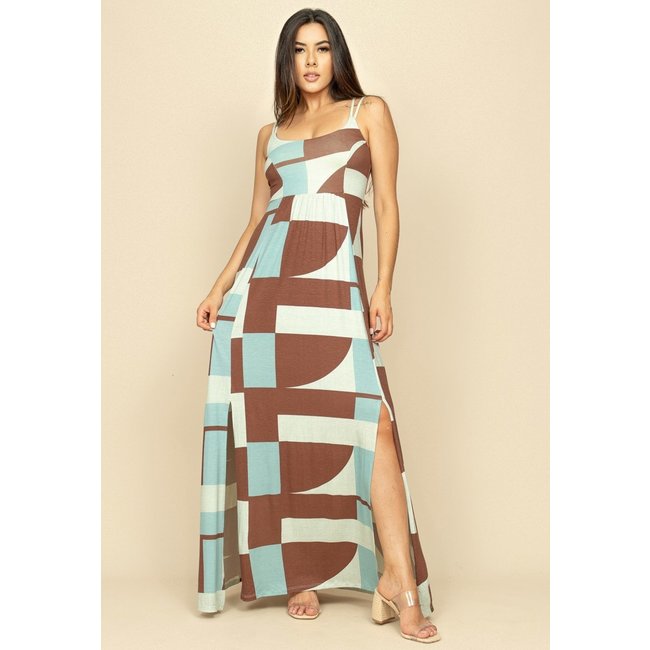 Vestido Longo Jambo Malha Aberturas Estampa Santa Rosa do Tocantins