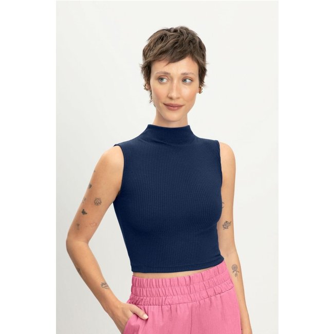 Blusa feminina gola alta Essendi -AZUL ESCURO Azul