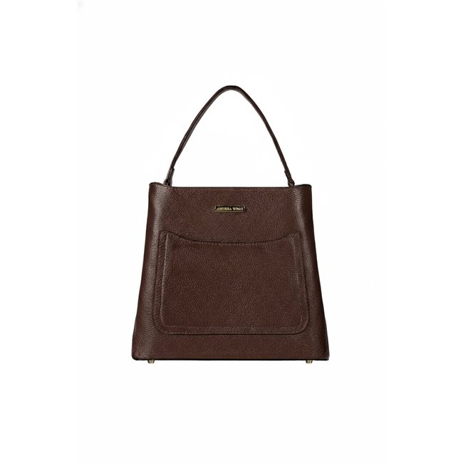 Bolsa de mão em couro liso Madu - Café