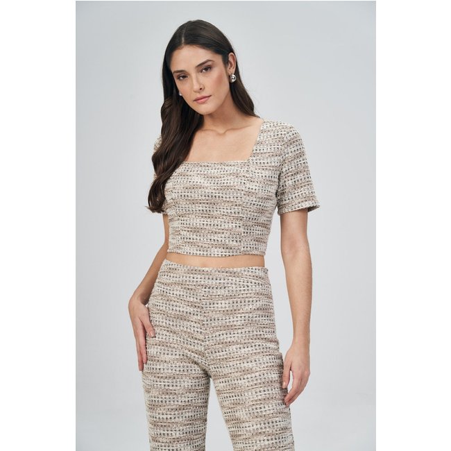 Blusa Decote Quadrado Tweed Feminina Acostamento