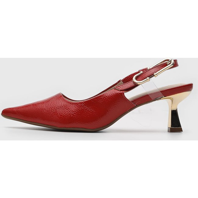 Scarpin Slingback cê Verniz Vermelho