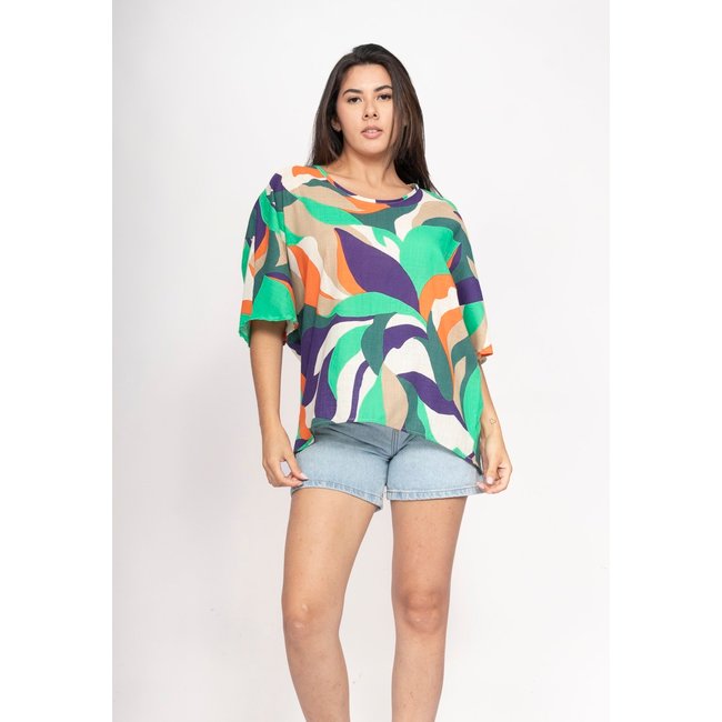 Blusa CabanaFree Morcego Ampla Tangará Estampa Brisa do Mar