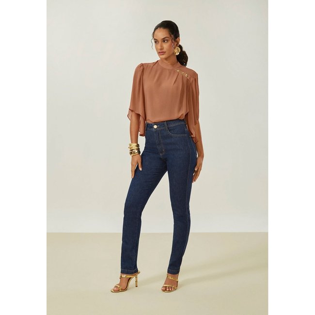 Calça Maria Valentina Skinny Alta Azul