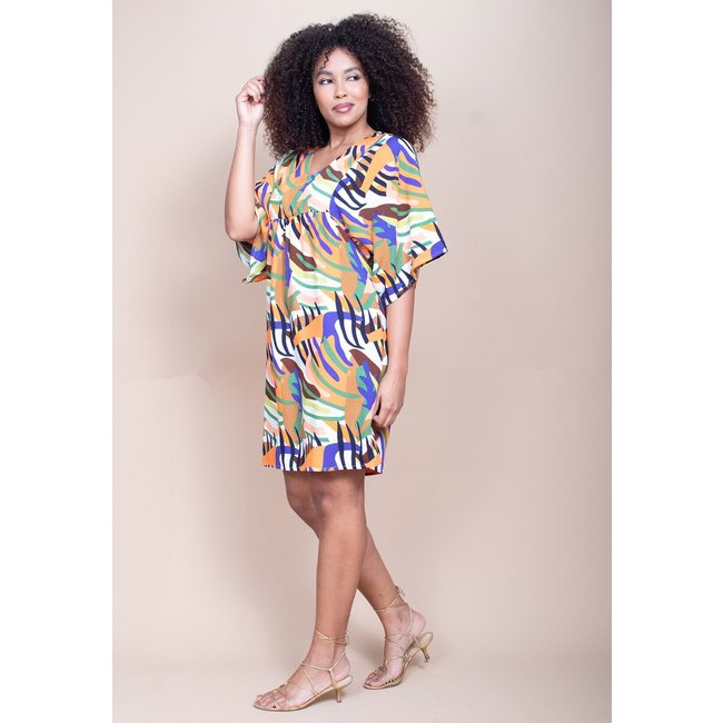 Vestido Curto Cabana Free Pequi Viscose Estampa Cores Vibrantes