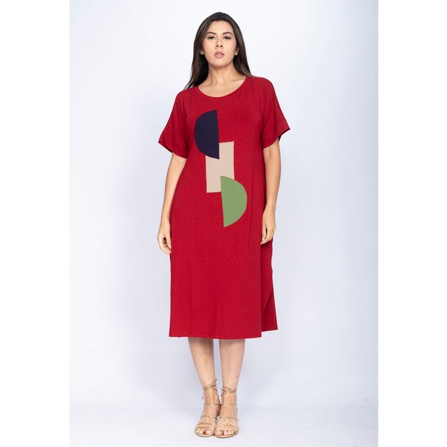 Vestido Amora Malha Amazonia Vital Midi Plus Bordô
