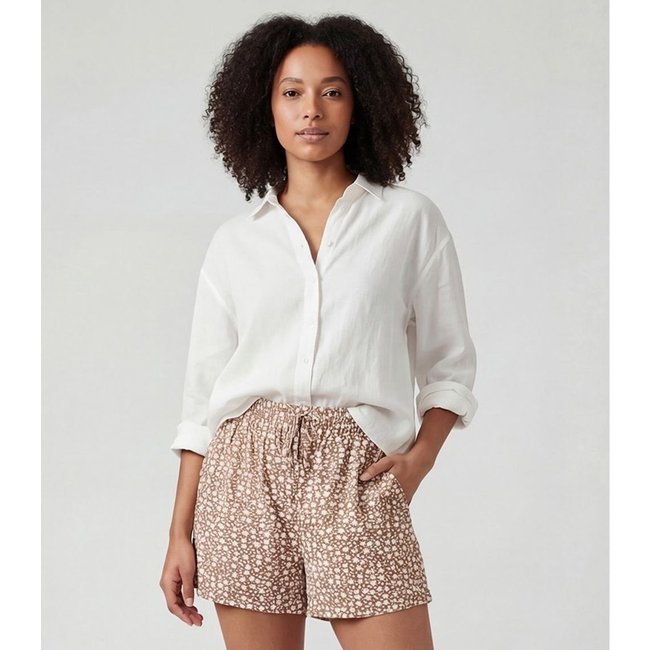 Short Feminino Com Cós E Laço Infinita Cor Marrom