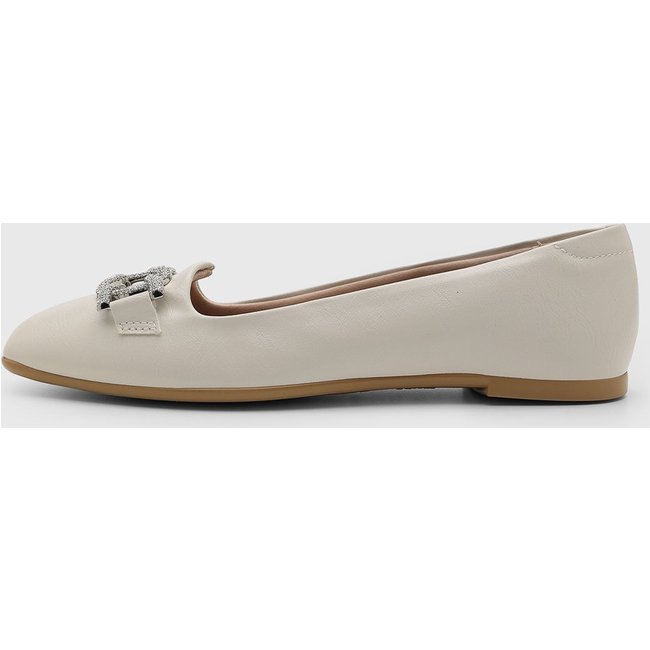 Sapatilha Feminina Moleca Laço Brilho Off-White