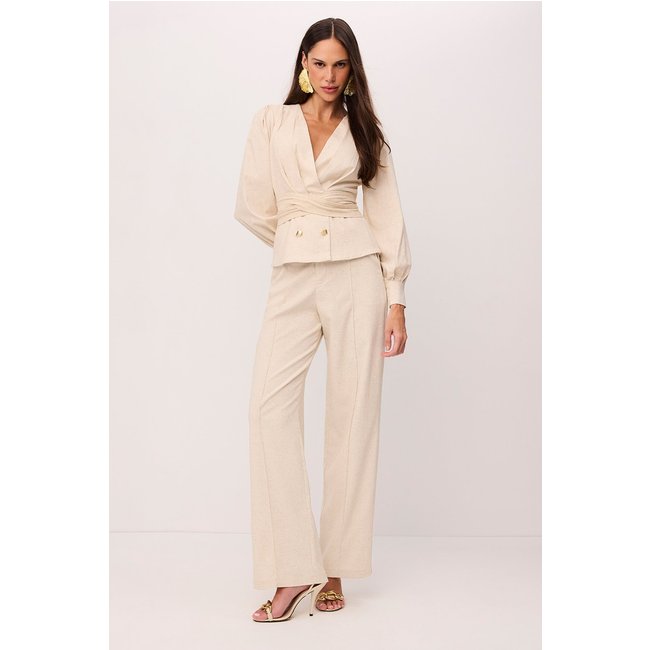 Calça Wide Lisa Com Amarração Natural Charry