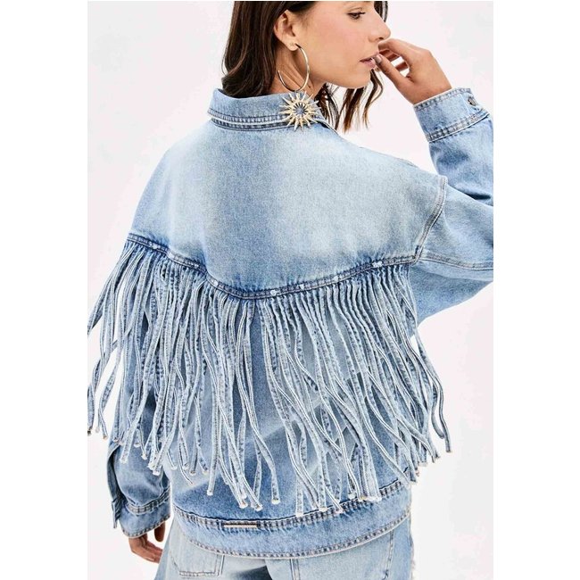 Jaqueta Jeans Alongada Com Franja My Favorite Things
