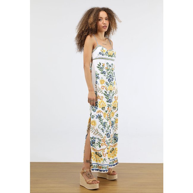 Vestido Feminino FARM Longo Estampa Floral Branco