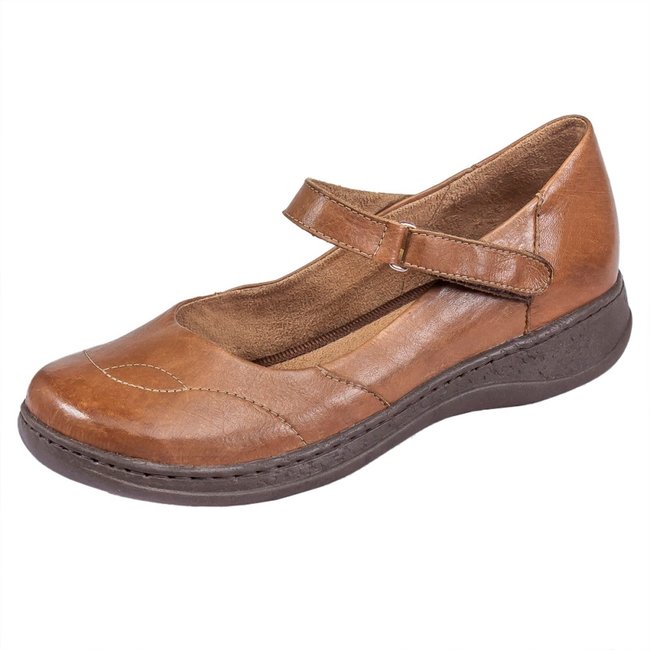 Sapato Boneca Serella Retrô Conforto Couro Caramelo 7074v