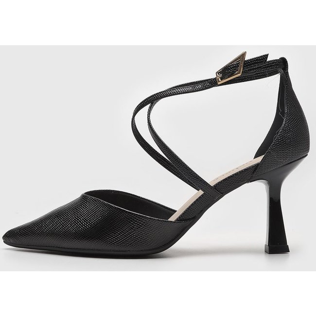 Scarpin Feminino cê Tiras Cruzadas Salto Médio Preto