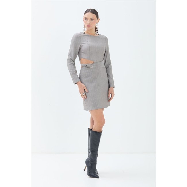 Vestido Alfaiataria Vazado Cinto ACT Feminino
