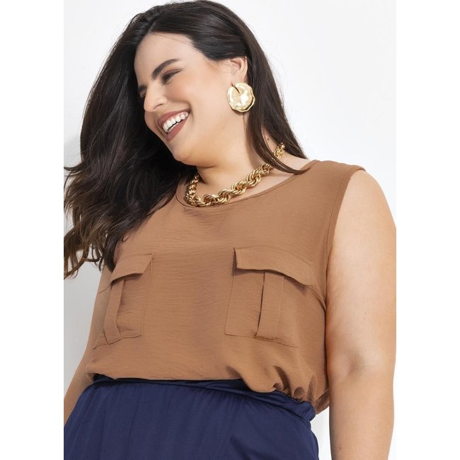 Blusa Em Crepe Plano Ferrugem Marguerite