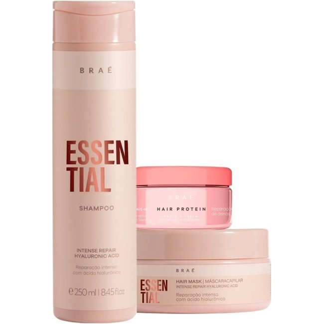 Kit Braé Essential Shampoo Máscara e Hair Protein (3 produtos)