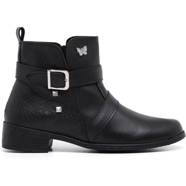 Coturno Feminino Bota Cano Curto Macia Leve Schiareli 11400 Preto Fosco