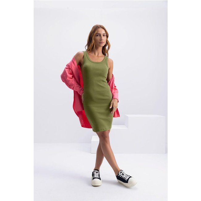 Vestido Feminino Em Ribana Essendi Verde Médio Verde