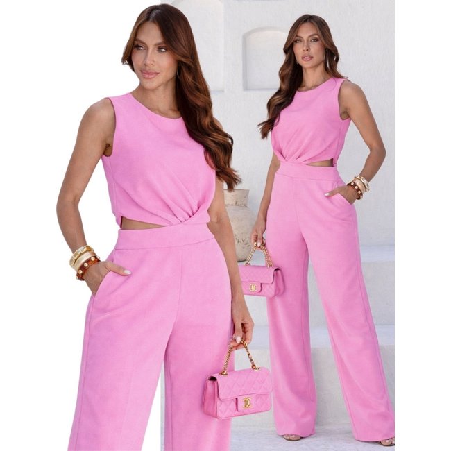 Macacão Feminino Longo Divina Gata Elegant Alfaiataria - Rosa Blossom