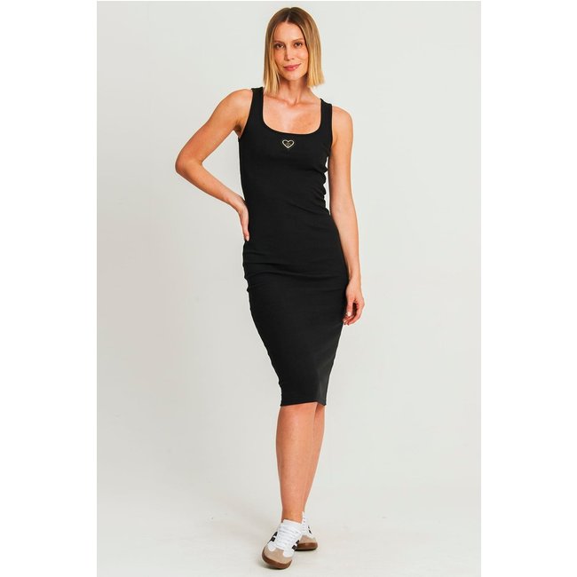 Vestido Midi Regata Decote u Polo Wear Preto