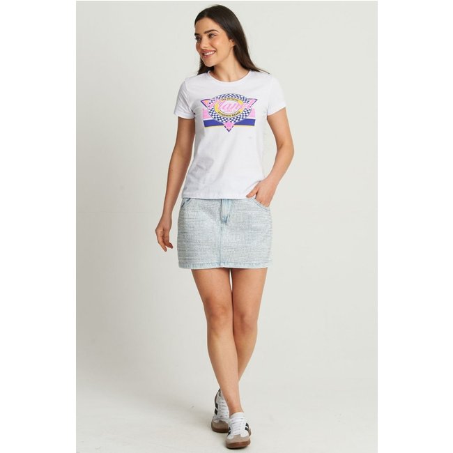 Saia Curta Com Strass Planet Girls Jeans Claro